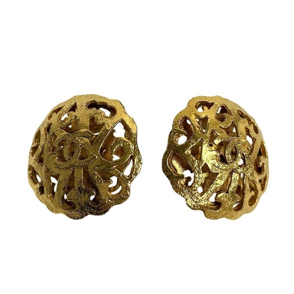 CHANEL Gold Logo Earrings - Picture 1 of 5